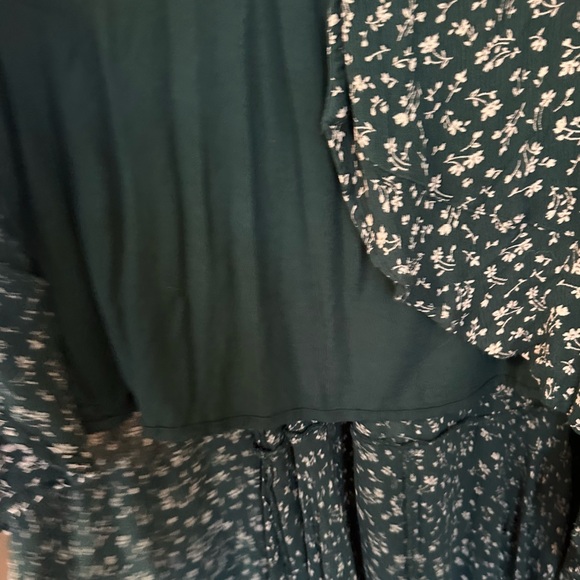 Abercrombie Green Floral Wrap Midi Dress Size Medium - Picture 9 of 12